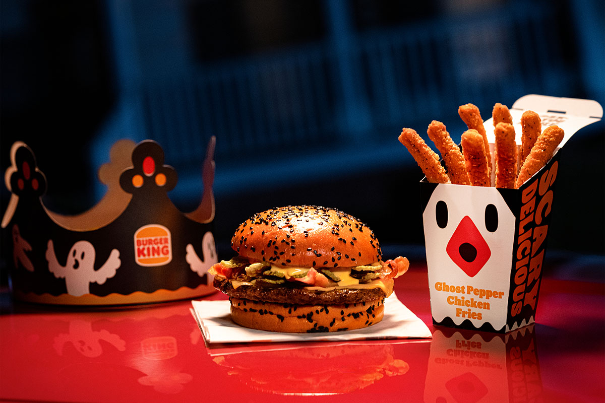 burger king host pepper fries and ghost pepper whopper with halloween decor