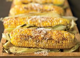 Vegetarian grilled mexican-style corn